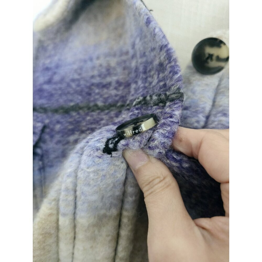 Wilfred Free The Ganna Aritzia Wool Plaid Elaine Violet Purple Shirt Jacket XL - Picture 6 of 13